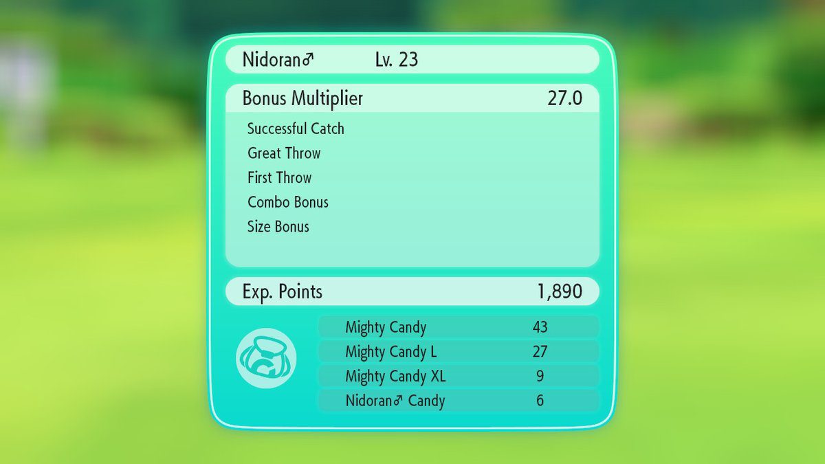 Screenshot Pokémon Let's Go toont voordelen van Catch Combo